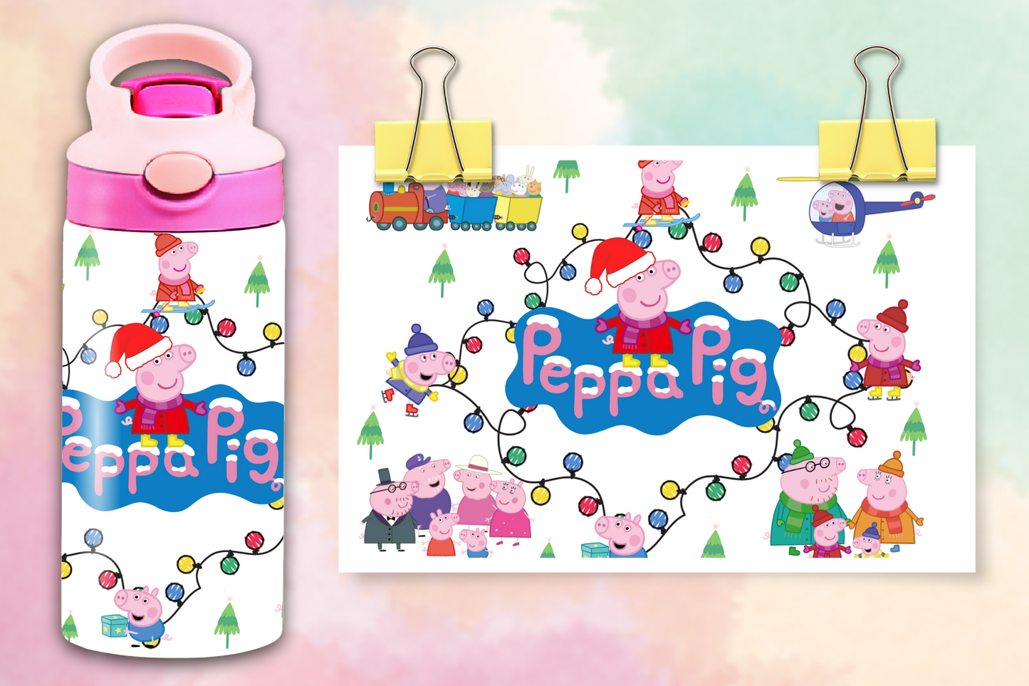 Christmas Peppa Pig 12oz Kids Tumbler