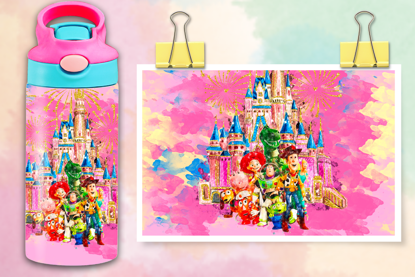 Pink Glitter Toy Story 12oz Kids Tumbler