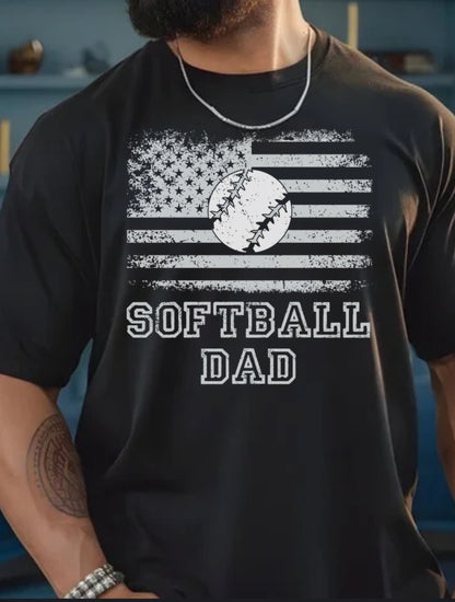 American Flag Softball Dad