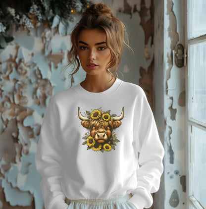 Highland Cow W/ Sunflowers