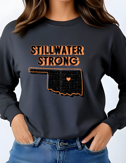 Black Distressed Oklahoma Stillwater Strong
