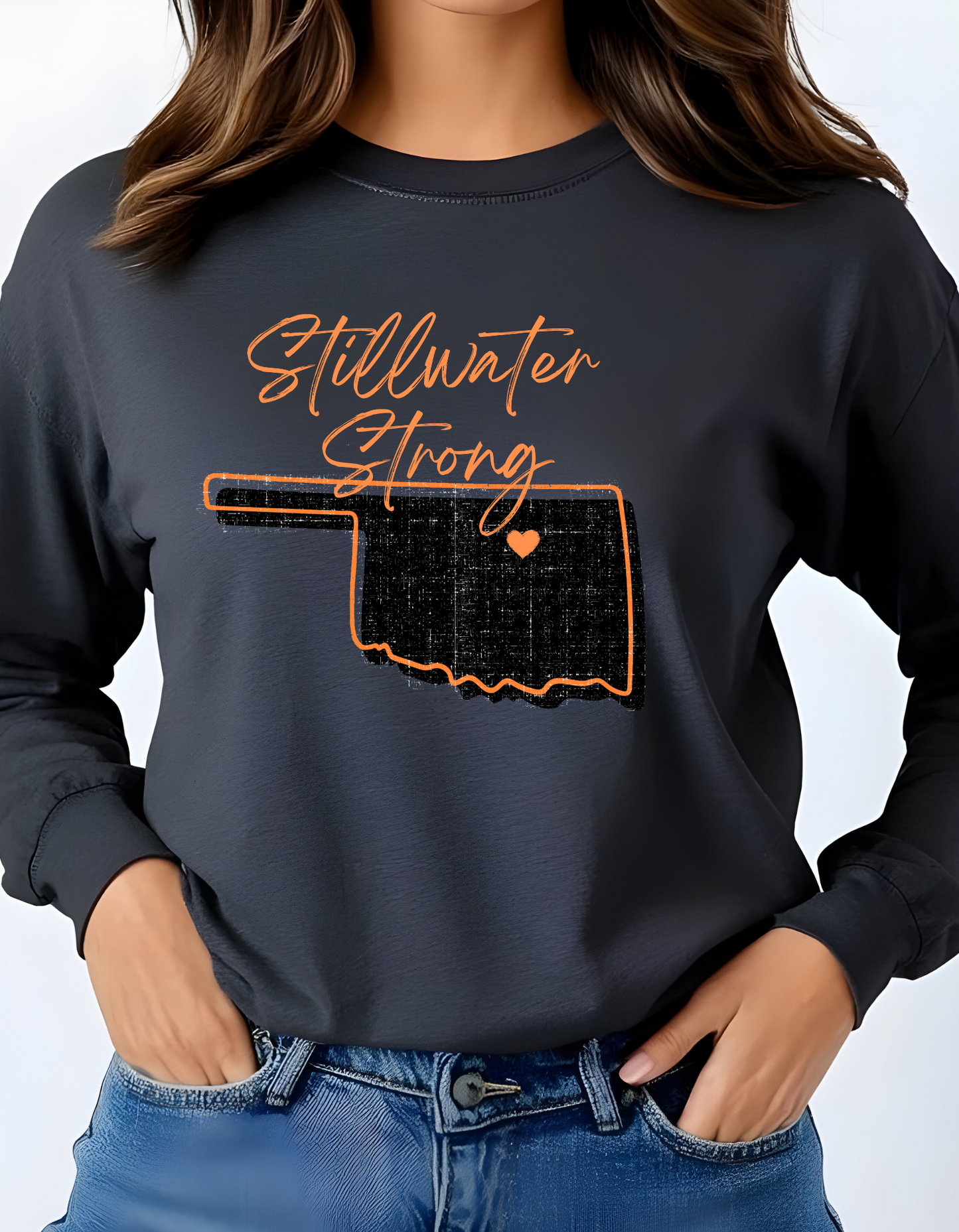 Black Distressed Oklahoma Stillwater Strong